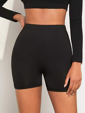 SHEIN EZwear Short cycliste unicolore taille haute