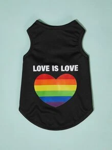 PETSIN 1pc LGBT Heart Print Pet Tank - Black - View 1