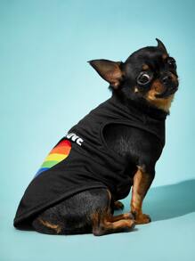 PETSIN 1pc LGBT Heart Print Pet Tank - Black - View 3