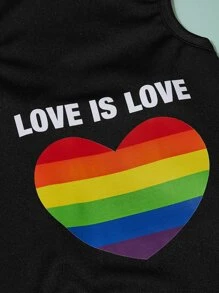 PETSIN 1pc LGBT Heart Print Pet Tank - Black - View 6