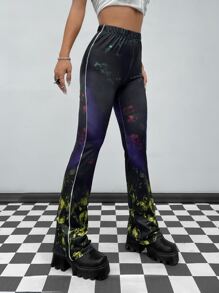 Tie Dye Flare Leg Pants - Multicolor - View 4