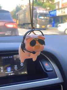 Cartoon Pig Design Car Hanging Ornament - Pink - View 1