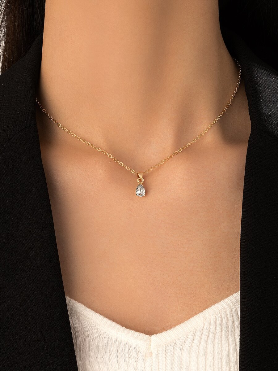 imoli Water-drop Rhinestone Pendant Necklace