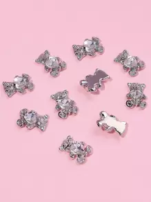 10Pcs Teddy Bear Shaped Nail Art Decorations With Rhinestones, 3D Nail Gems For Women And Girls Nail Jewels Diy Nail Charms Nail Supplies Nails - Multicolor - View 4