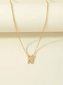 Letter Pendant Necklace - Yellow Gold - View 2