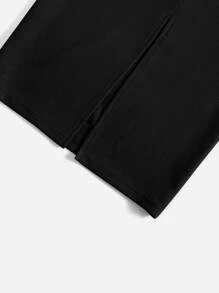 Mulvari Solid Crop Top & Split Hem Pencil Skirt Set 2 Piece Set - Black - View 4