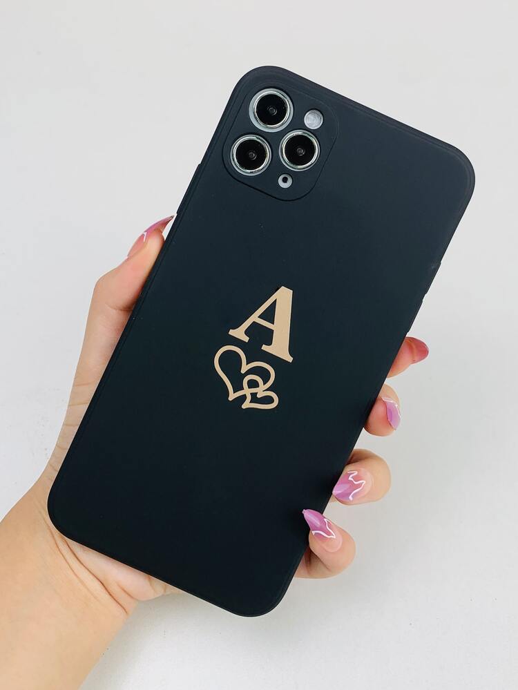 Heart & Letter Graphic Phone Case