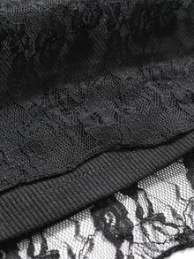 DAZY Top de tirantes con encaje en contraste sin camisa - Negro - Ver 3