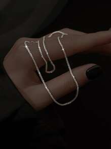 Nooxian Minimalist Chain Necklace - Silver - View 4