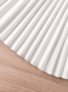 Young Girl Solid Pleated High Waist Skirt - White - View 5