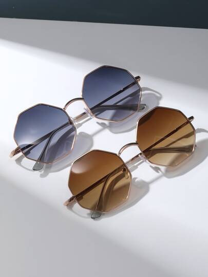 2 副有色镜片几何框架太阳镜复古女士夏季礼物海滩配饰女士太阳镜太阳镜遮阳镜