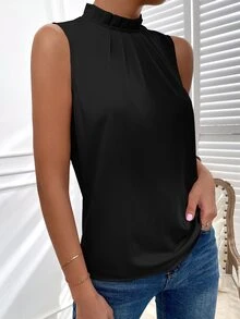 SHEIN Privé Blusa fruncido cuello de espalda con abertura de ojo - Negro - Ver 3