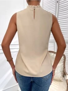 SHEIN Clasi Frilled Neck Keyhole Back Blouse