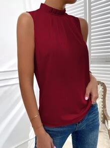 SHEIN Privé Blusa fruncido cuello de espalda con abertura de ojo - Burdeos - Ver 4