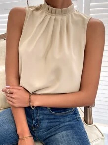 SHEIN Clasi Frilled Neck Keyhole Back Blouse