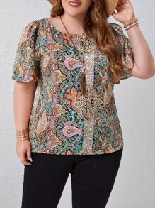 EMERY ROSE Blusa con estampado de paisley de manga farol - Multicolor - Ver 3