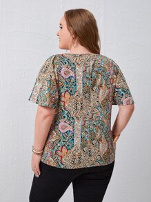 EMERY ROSE Blusa con estampado de paisley de manga farol - Multicolor - Ver 2