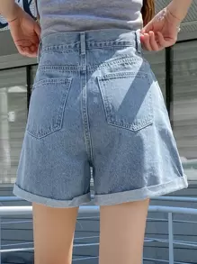 DAZY 高腰捲邊牛仔短褲