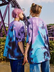 ROMWE Street Life 1pc Tie Dye Alien Graphic Tee - Multicolor - View 2