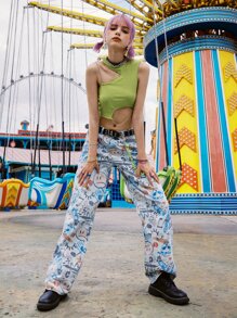 ROMWE Street Life Top con diseño de cadena - Verde Lima - Ver 4