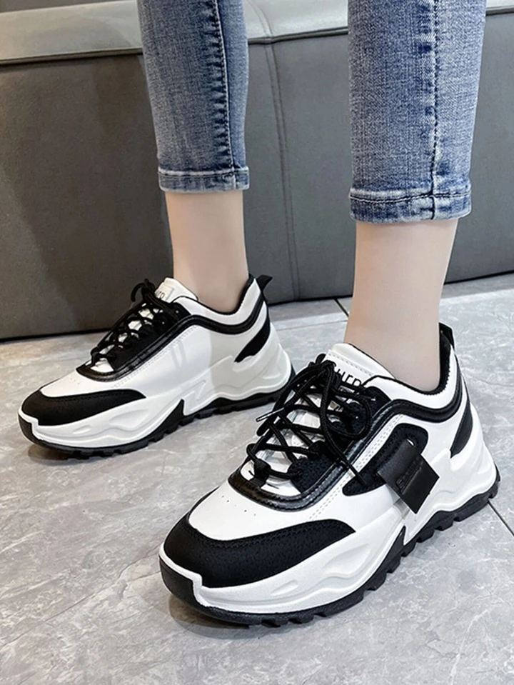 Our Letter Graphic Lace-up Front Chunky Sneakers is such a
