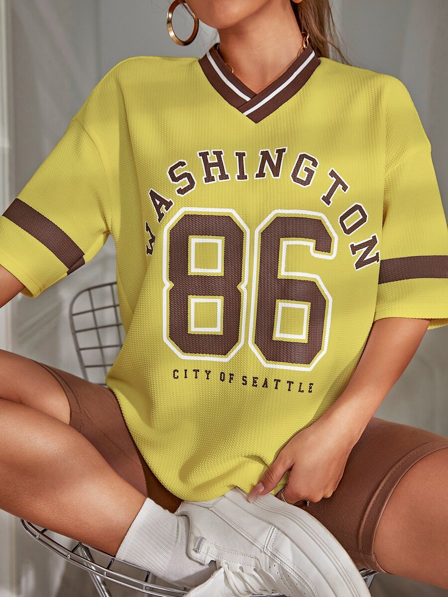 SHEIN Unity T-Shirt - Washington, Seattle City - Yellow - View 1