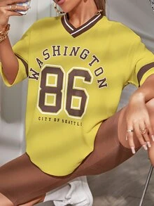 SHEIN Unity T-Shirt - Washington, Seattle City - Yellow - View 6