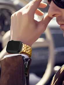 Edelstahl Uhrenarmband kompatibel zu Apple Watch - Gold - Übersicht 6