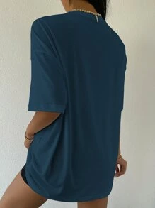 SHEIN Unity Top de hombros caídos con bordado de letra