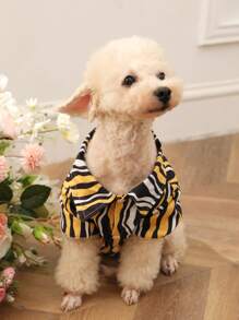 1pc Striped Print Pet Shirt - Multicolor - View 3