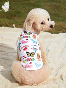 PETSIN 1入組蝴蝶圖案寵物背心 - 彩色 - 查看 1