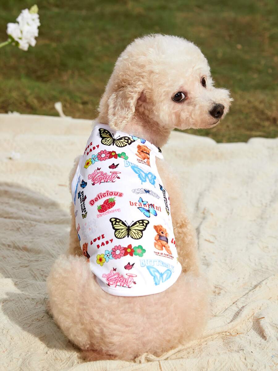 PETSIN 1入組蝴蝶圖案寵物背心 - 彩色 - 查看 1
