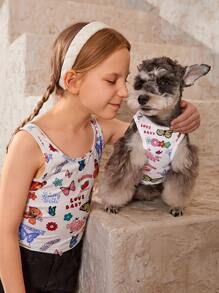 PETSIN 1入組蝴蝶圖案寵物背心 - 彩色 - 查看 6