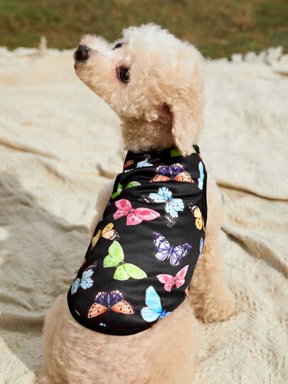 1pc Butterfly Print Pet Tank