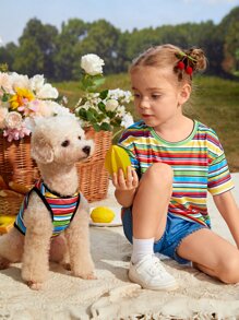 PETSIN 1 pieza Tank de mascota con estampado de rayas - Multicolor - Ver 6