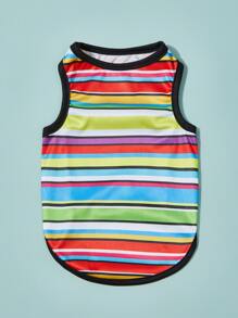 PETSIN 1 pieza Tank de mascota con estampado de rayas - Multicolor - Ver 2