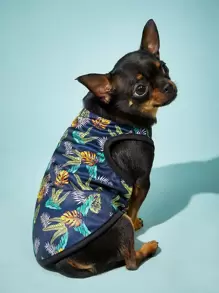 PETSIN 1 pieza Tank de mascota con estampado de hoja