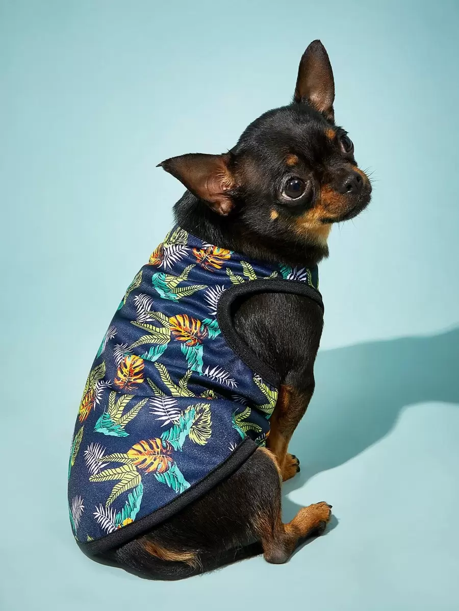 PETSIN 1 pieza Tank de mascota con estampado de hoja