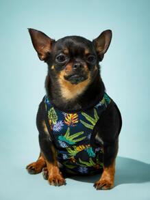 PETSIN 1 pieza Tank de mascota con estampado de hoja