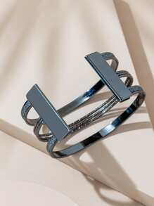 鏤空開口手鐲 - 槍黑色 - 查看 3