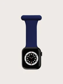 Solid Color Nurse Style Pin Buckle Silicone Strap Compatible With Apple Watch Series 1/2/3/4/5/6/7/8/9 - Navy Blue - View 3