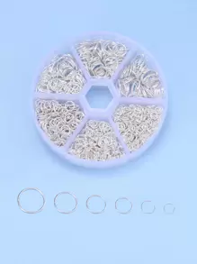 1 Set Of 6-Slot Split Rings (Approx. 970pcs), Jump Ring Connectors For Jewelry Making Crafts - Silver - View 3