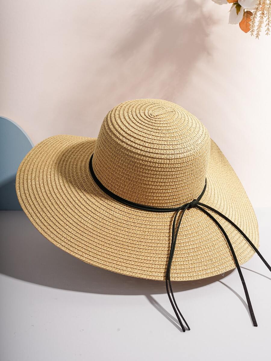 Minimalist Straw Hat - Khaki - View 1