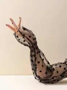 1 Pc Women's Long Mesh Sun Protection Arm Sleeve, Fashionable & Versatile - Black - View 1