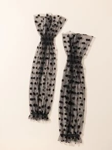 1 Pc Women's Long Mesh Sun Protection Arm Sleeve, Fashionable & Versatile - Black - View 2