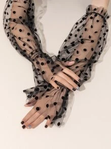 1 Pc Women's Long Mesh Sun Protection Arm Sleeve, Fashionable & Versatile - Black - View 3