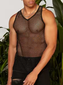 Manfinity Tops Nam cắt màu trơn Đường phố - màu đen - Xem 1