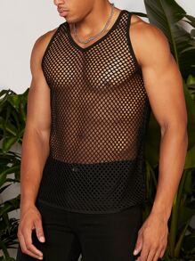 Manfinity Tops Nam cắt màu trơn Đường phố - màu đen - Xem 5