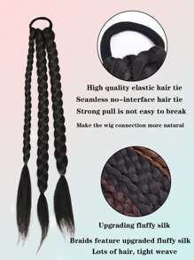 Long Synthetic Hair Braid With Hair Tie - Black - View 5