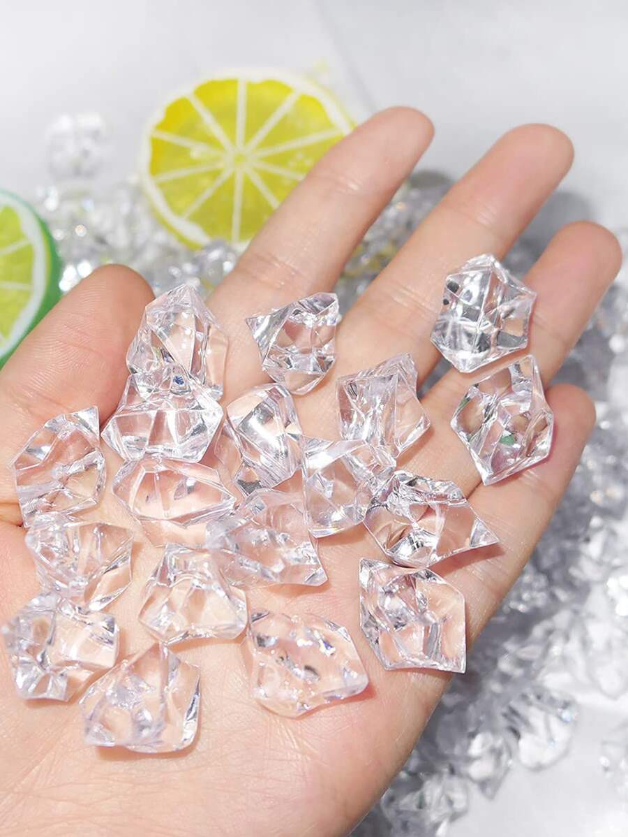 50pcs Solid Color Acrylic Ice Cube, Simple Clear Plastic Garden Statue For Outdoor - Clear - View 1